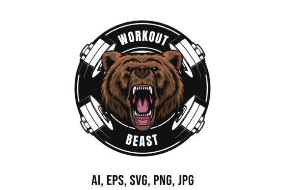 Download Workout Logo Template with Bear Mascot - Logo Collection