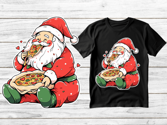 Download Cute Santa Claus Eating Pizza Vector. - Pizza vector Collection